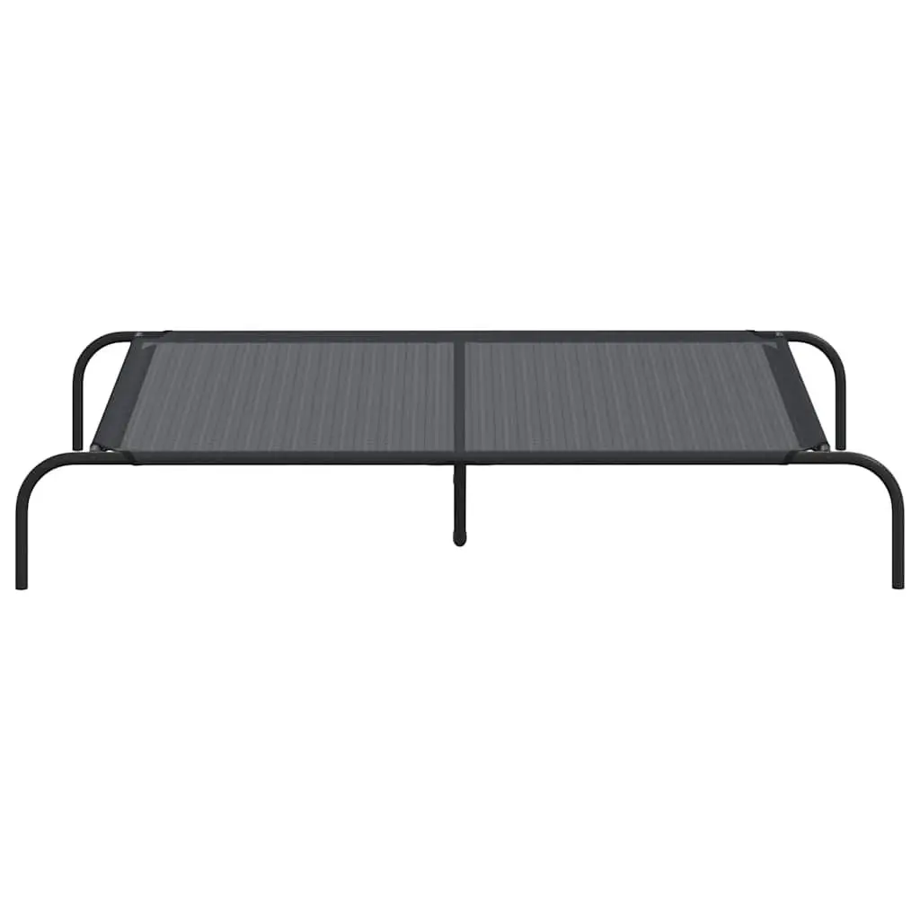 Elevated Dog Bed Black Textilene Mesh Powder-coated Steel Frame 130 x 80 x 20 cm Portable Outdoor Indoor Pet