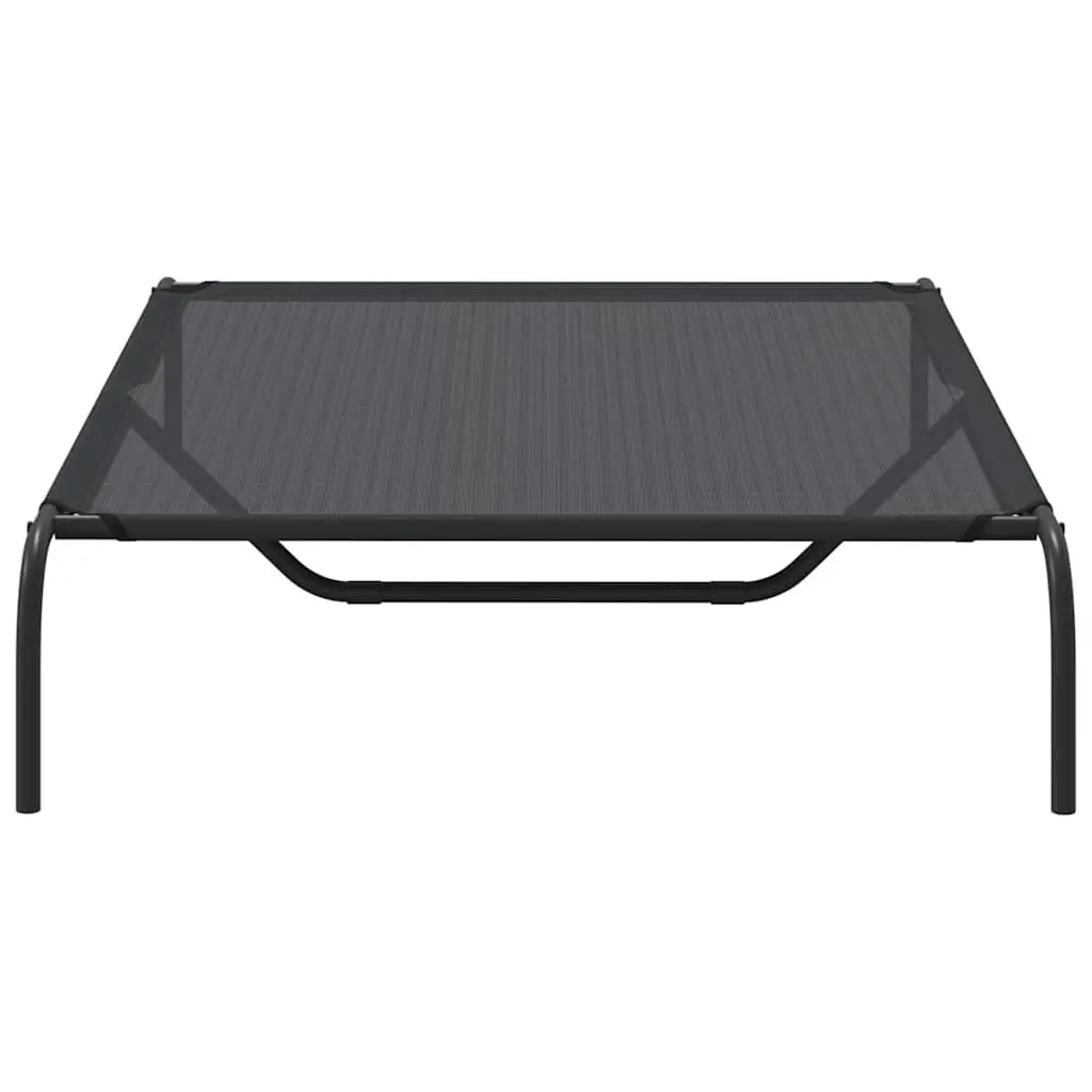 Elevated Dog Bed Black Textilene Mesh Powder-coated Steel Frame 130 x 80 x 20 cm Portable Outdoor Indoor Pet