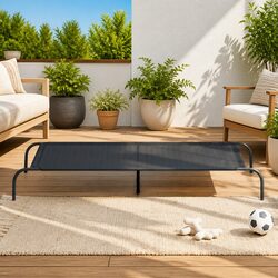 Elevated Dog Bed Black 150x90x20cm Textilene Mesh Steel Frame Outdoor Indoor Pet