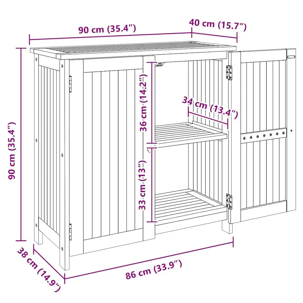 Garden Storage Cabinet with Shelf Door Solid Acacia Wood Outdoor Furniture