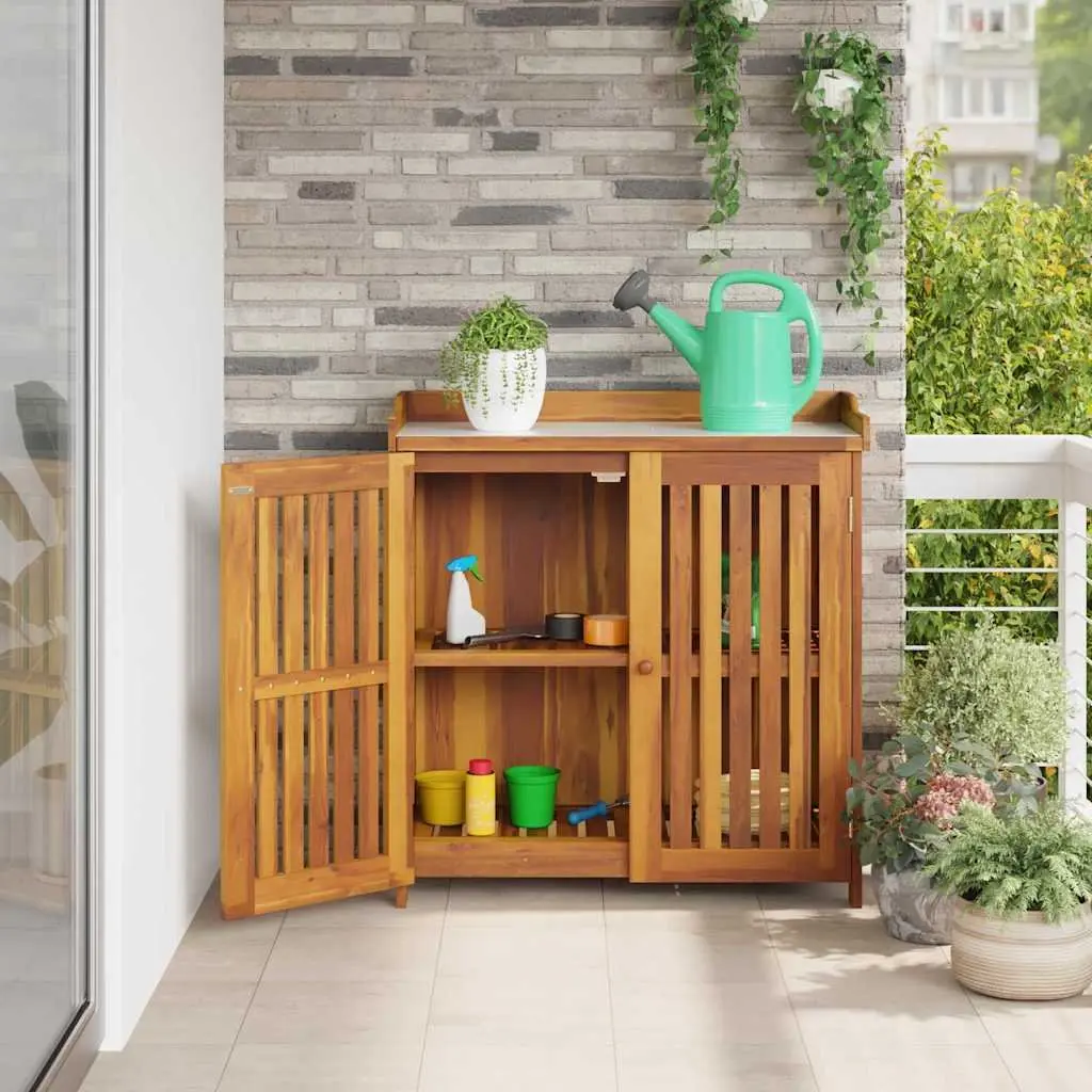 Garden Storage Cabinet Solid Acacia Wood Rectangular 93 x 41.5 x 98 cm Brown