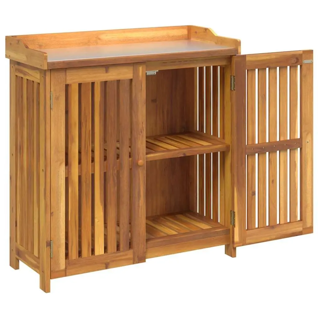 Garden Storage Cabinet Solid Acacia Wood Rectangular 93 x 41.5 x 98 cm Brown