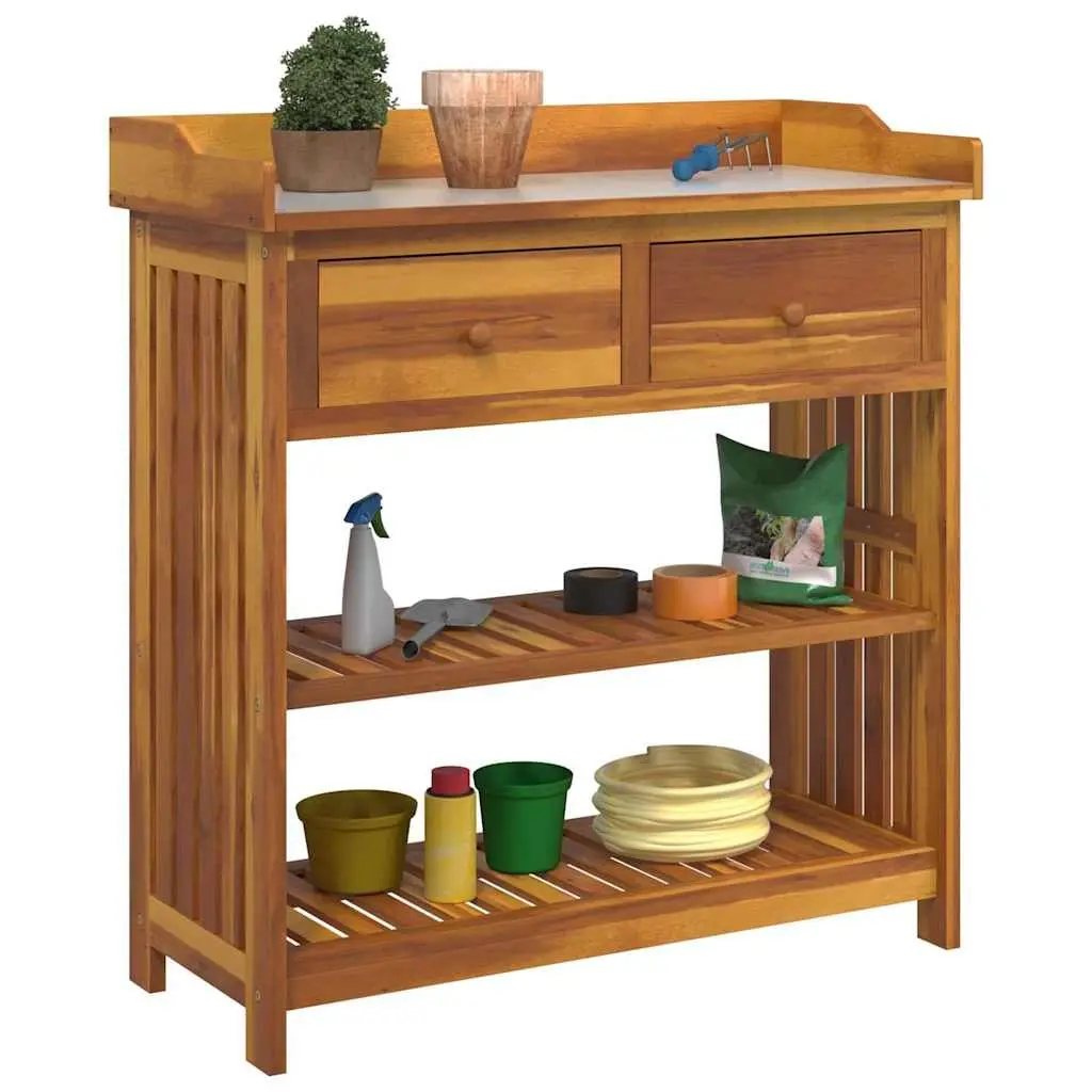 Garden Cabinet Solid Acacia Wood Brown Outdoor Storage Furniture 93 x 41.5 x