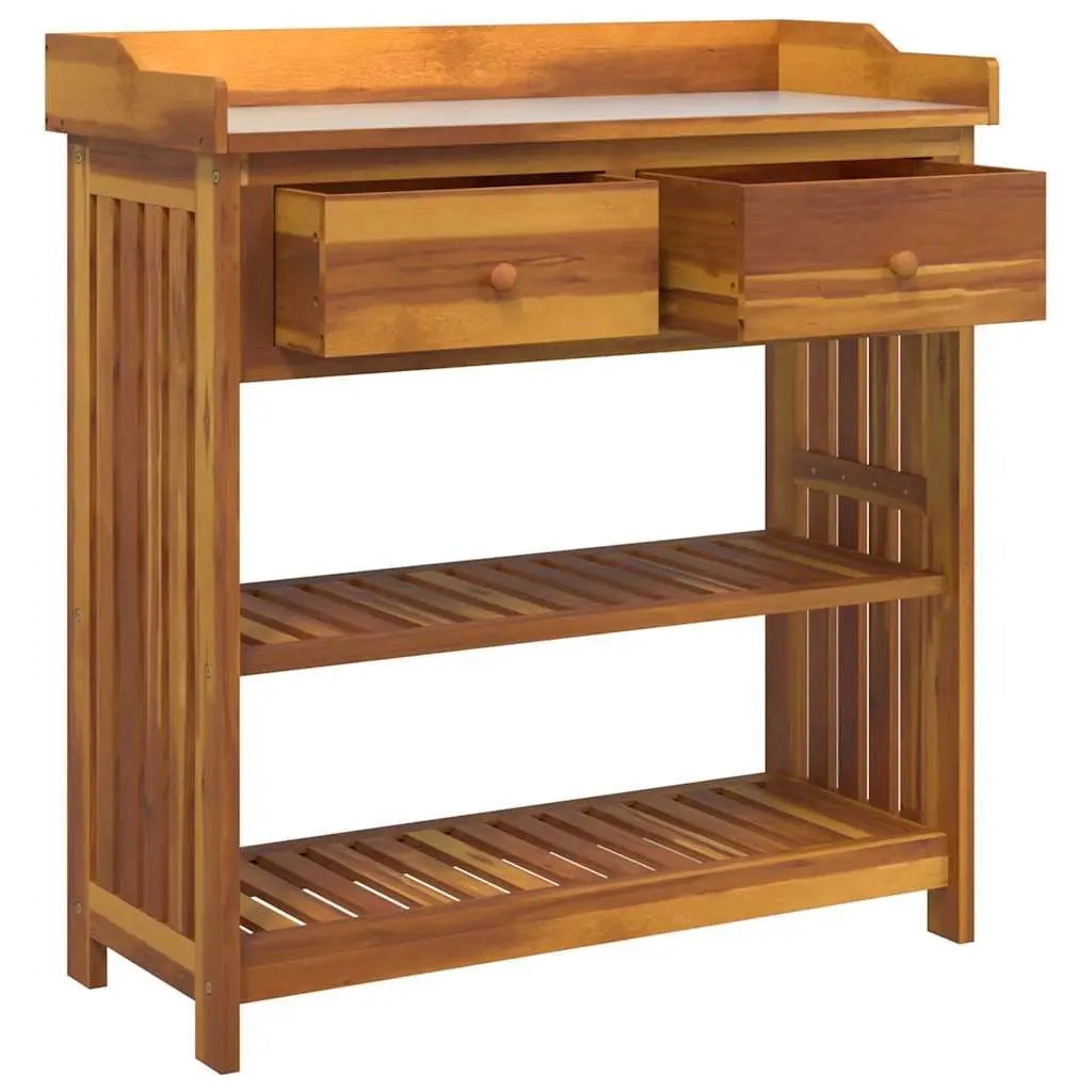 Garden Cabinet Solid Acacia Wood Brown Outdoor Storage Furniture 93 x 41.5 x