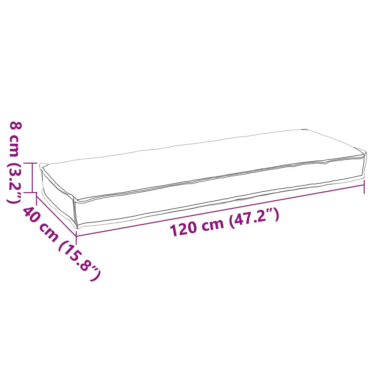 Pallet Cushion Set for Garden Use 120 x 40 x 8 cm