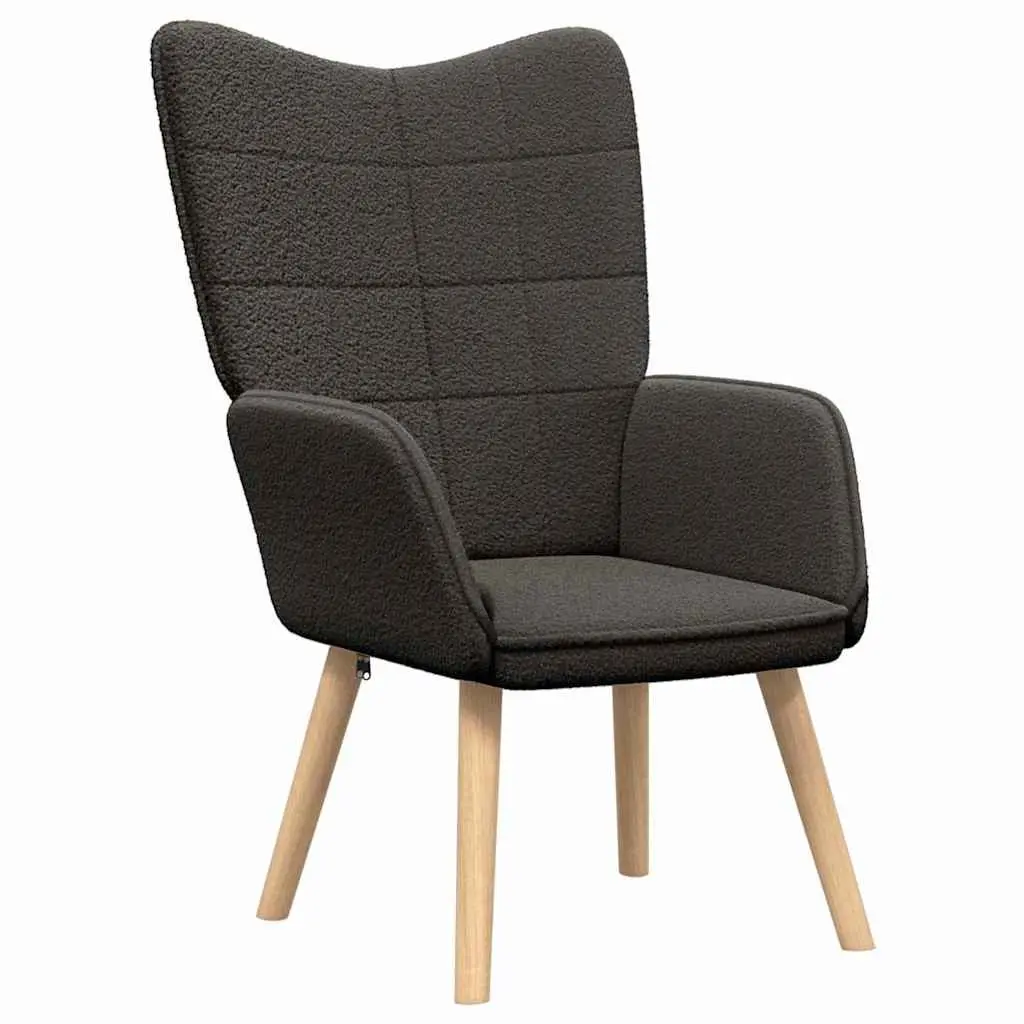 Ergonomic Armchair Sherpa Fabric Dark Grey Padded Armrests 62x67x95.5cm for Living Room Bedroom Relaxation