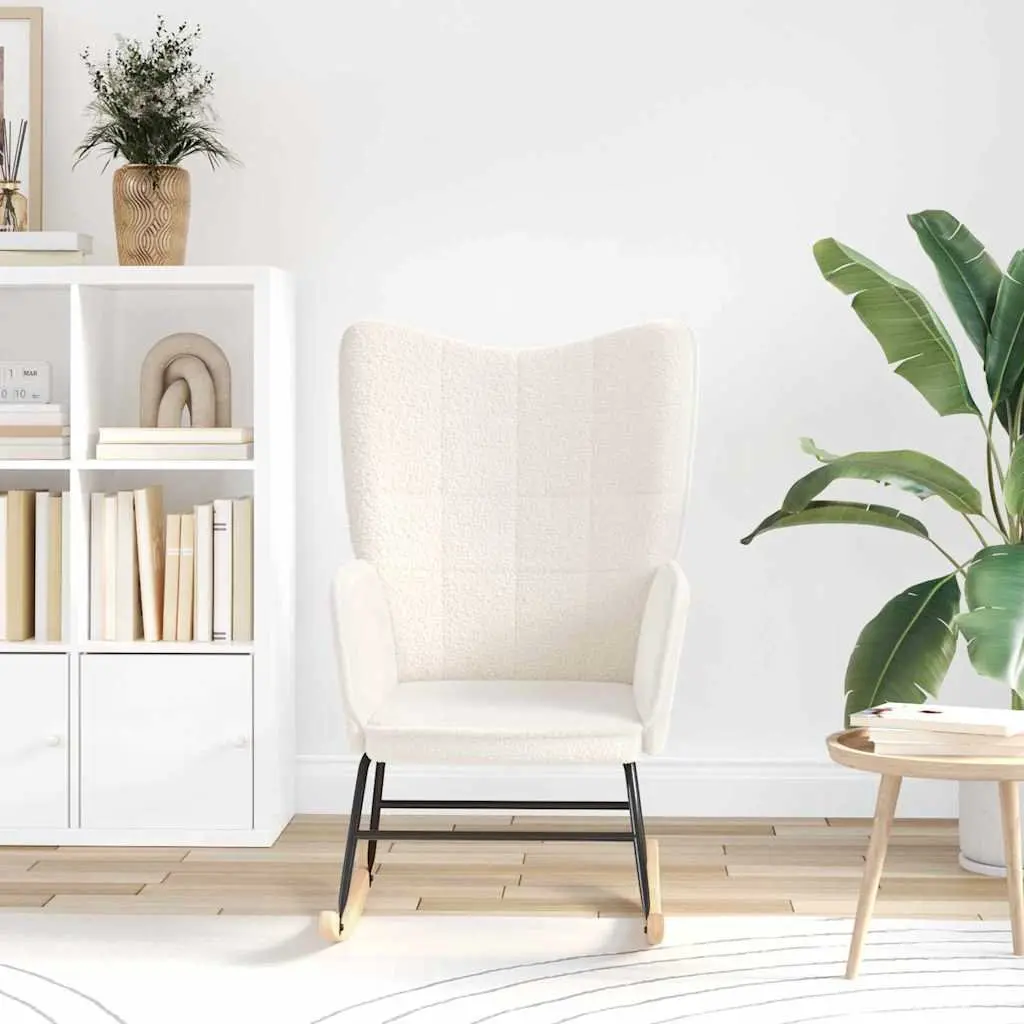 Rocking Chair Cream Sherpa Fabric Modern Armchair Living Room Bedroom Furniture