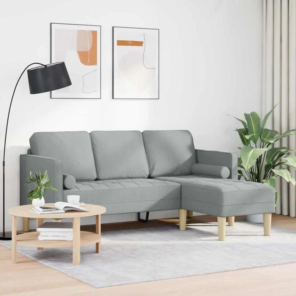 Modular Sofa Set Engineered Wood Light Grey Polyester Reconfigurable