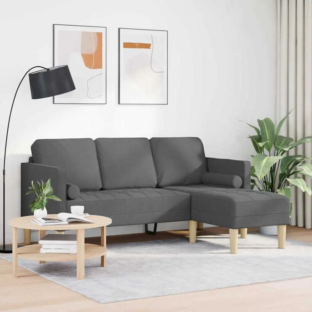 Modular Sofa Set Polyester Dark Grey Sectional Couch with Cushions