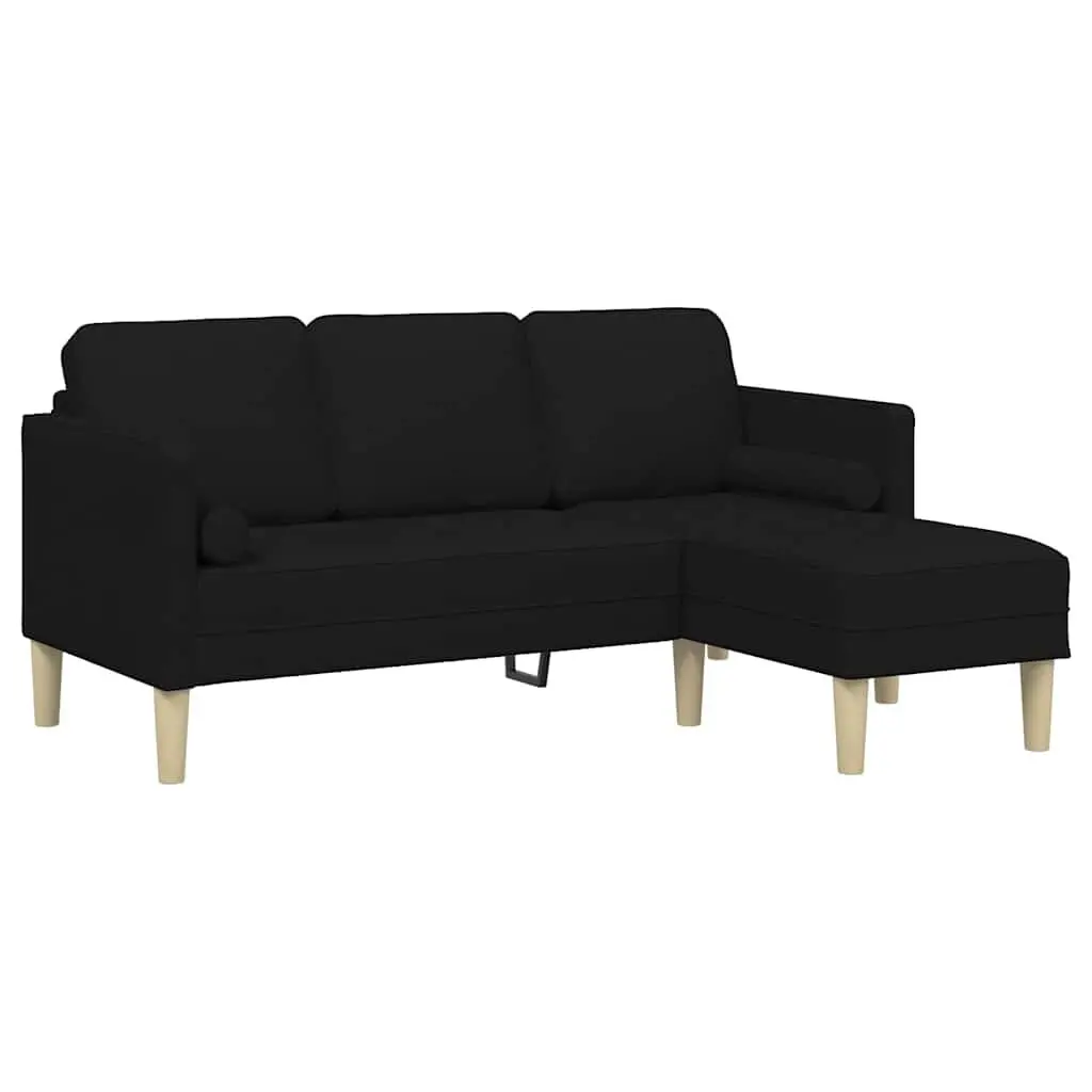Modular Sofa Set with Cushions Black Polyester Fabric Modern Living Room Couch