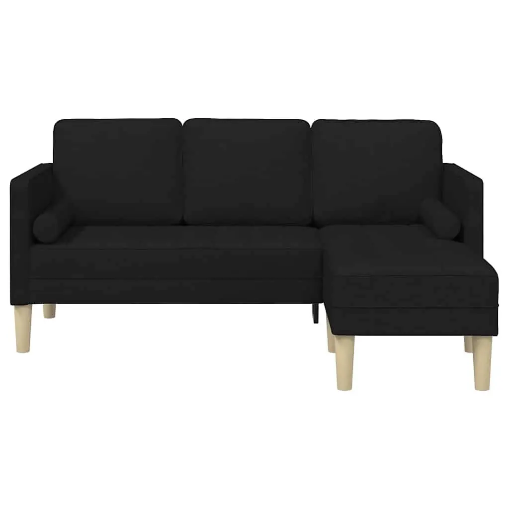 Modular Sofa Set with Cushions Black Polyester Fabric Modern Living Room Couch