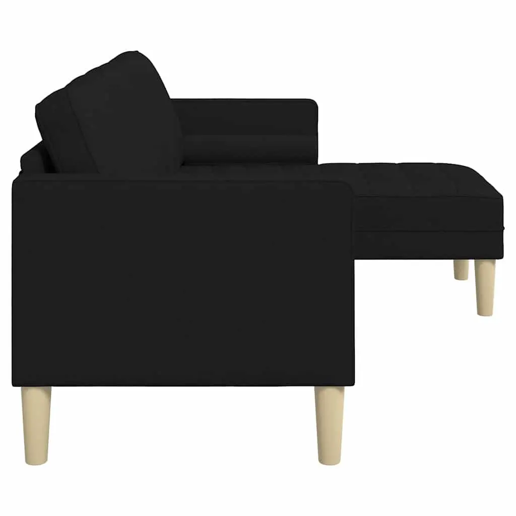 Modular Sofa Set with Cushions Black Polyester Fabric Modern Living Room Couch