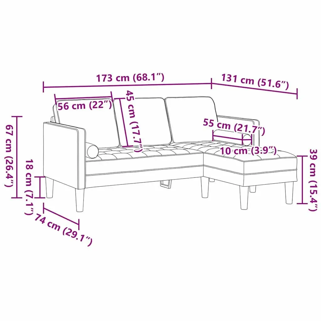 Modular Sofa Set Light Grey Polyester Compact Living Room Sectional Couch