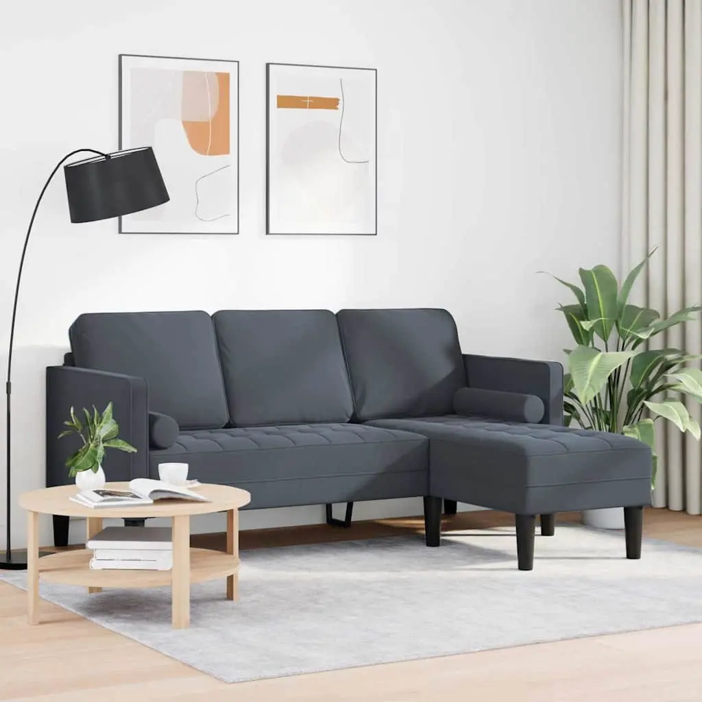 Grey Modular Sofa Set with Cushion Modern Living Room Furniture Compact Design