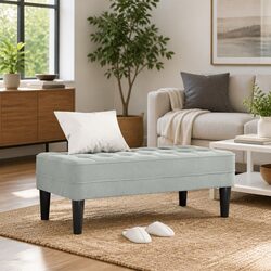 Functional Light Grey Ottoman Bench for Living Spaces
