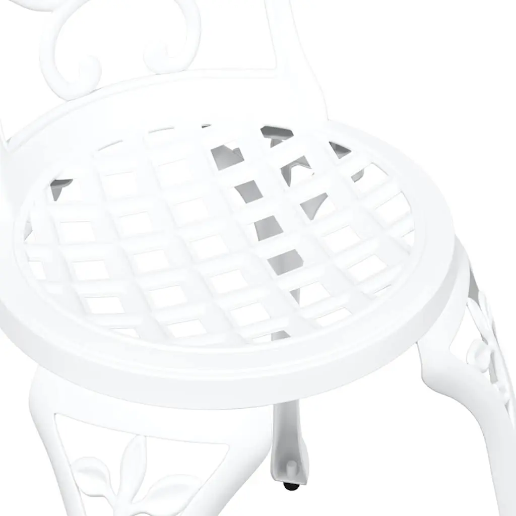 Bistro Set Aluminium White 3 Piece Outdoor Furniture Table Chairs Patio Seating