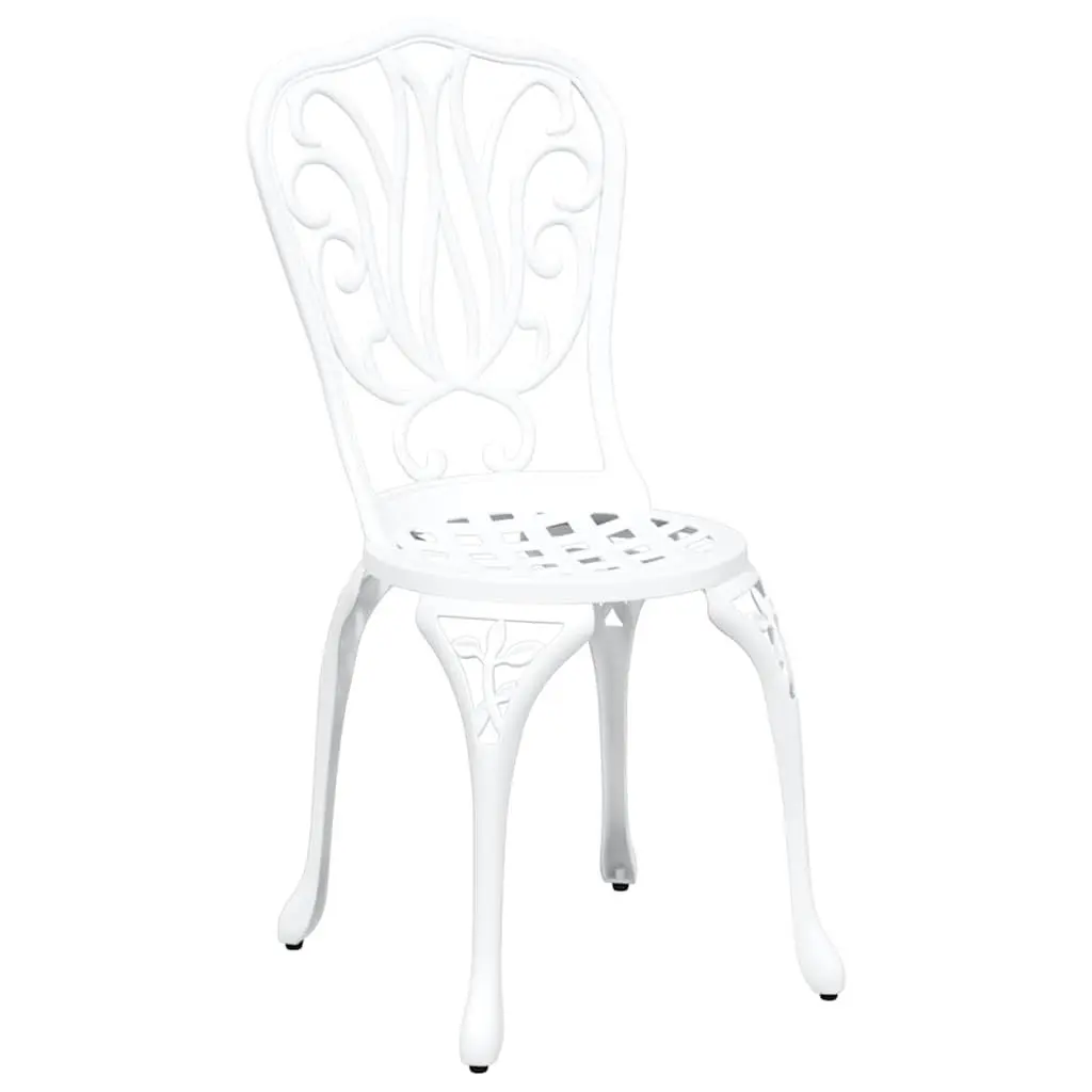 Bistro Set Aluminium White 3 Piece Outdoor Furniture Table Chairs Patio Seating