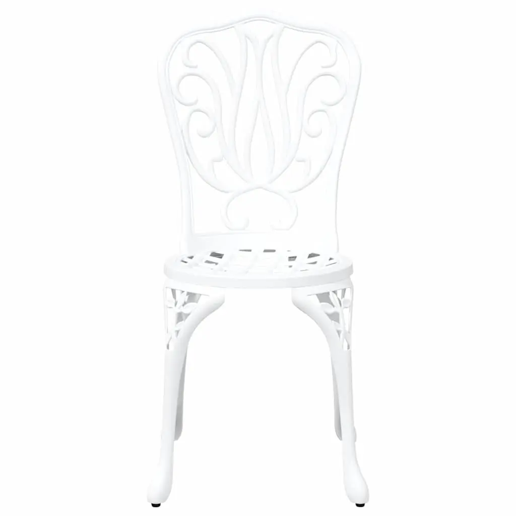 Bistro Set Aluminium White 3 Piece Outdoor Furniture Table Chairs Patio Seating
