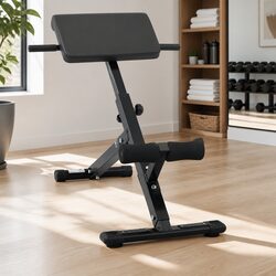 Hyperextension Bench Manual Foldable Adjustable Home Gym Core Strength Black