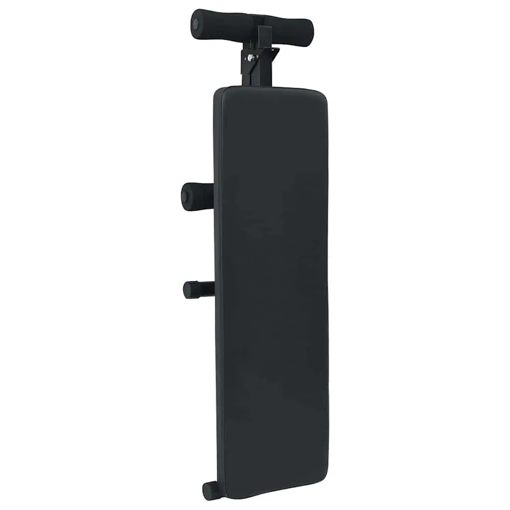 Sit Up Bench Adjustable Height Foldable Black Powder-coated Steel