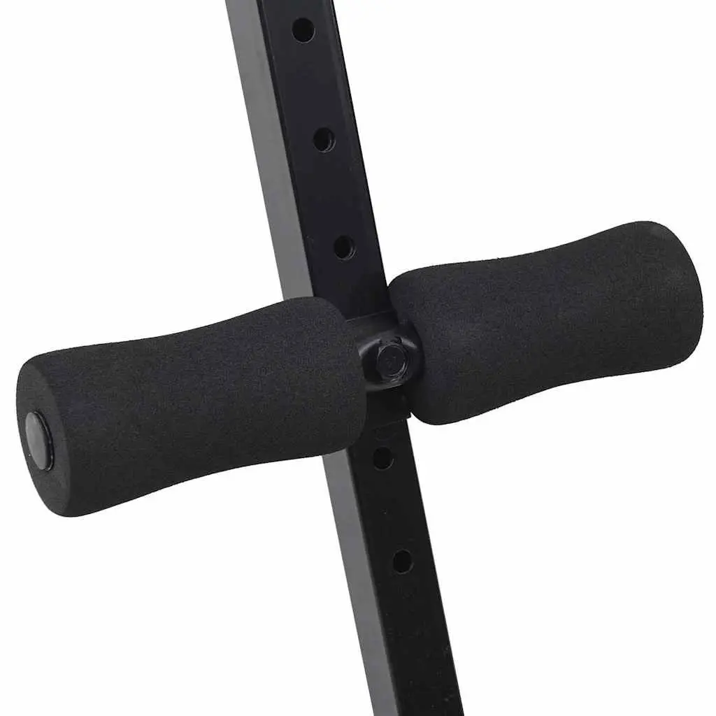 Sit Up Bench Adjustable Height Foldable Black Powder-coated Steel