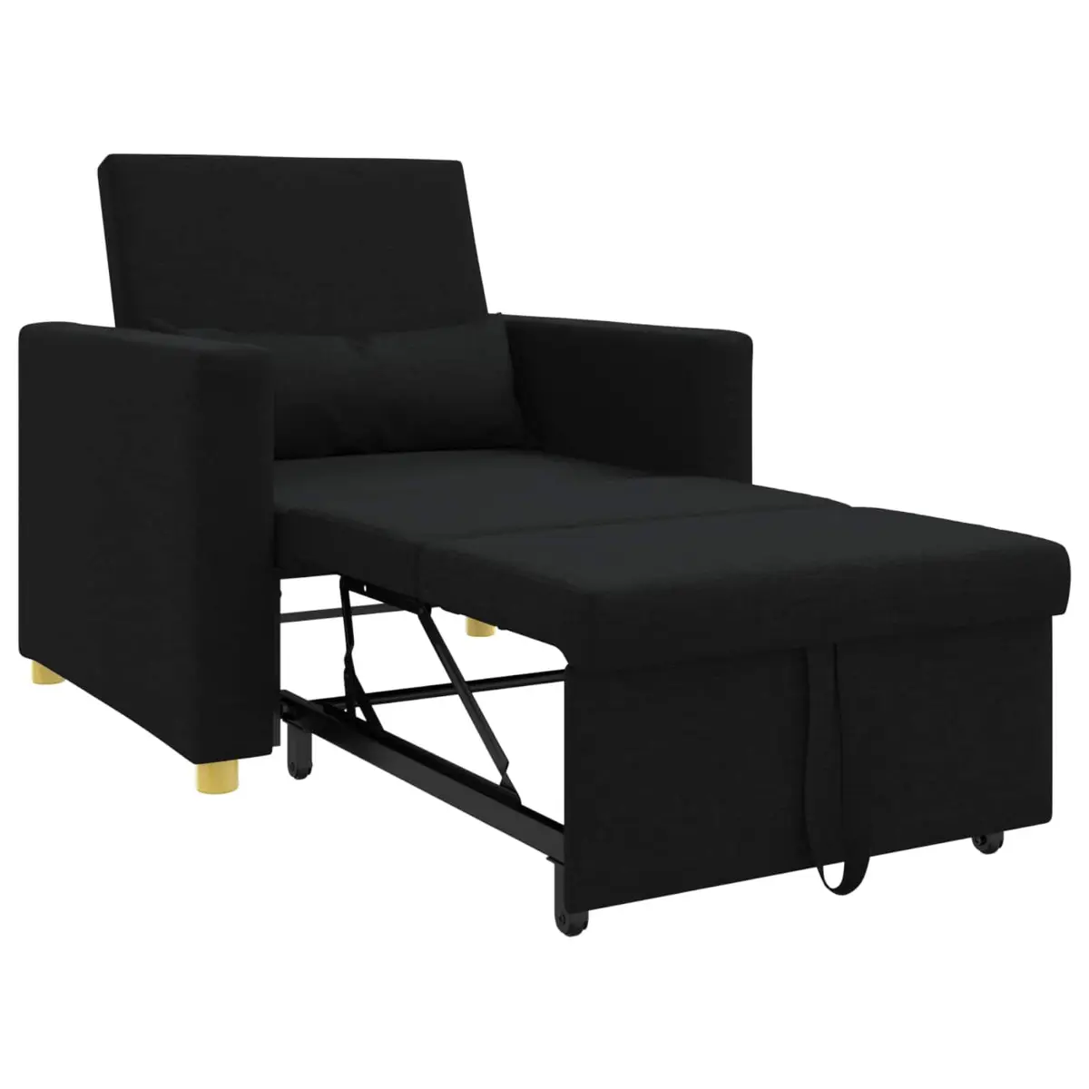 Single Sofa Bed Convertible Armchair Recliner 3-in-1 Black Steel Frame