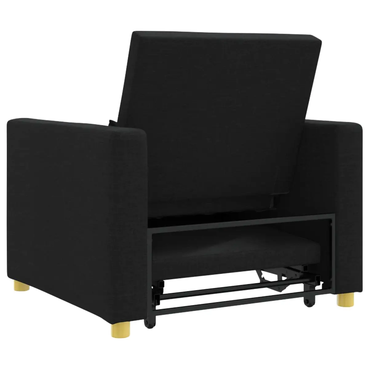 Single Sofa Bed Convertible Armchair Recliner 3-in-1 Black Steel Frame