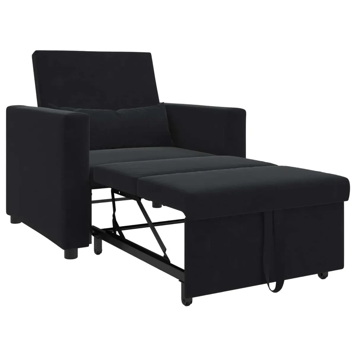 Pull Out Sofa Bed Single Sleeper Chair Recliner Convertible Black Velvet