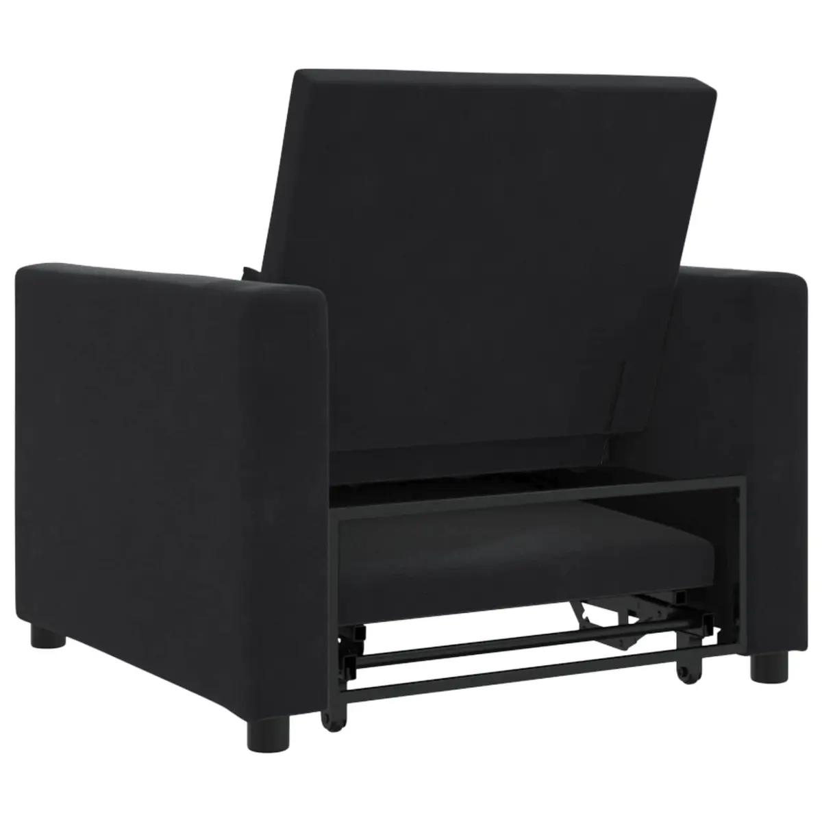 Pull Out Sofa Bed Single Sleeper Chair Recliner Convertible Black Velvet