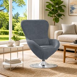Practical Grey Velvet Egg Chair for Relaxation at Home