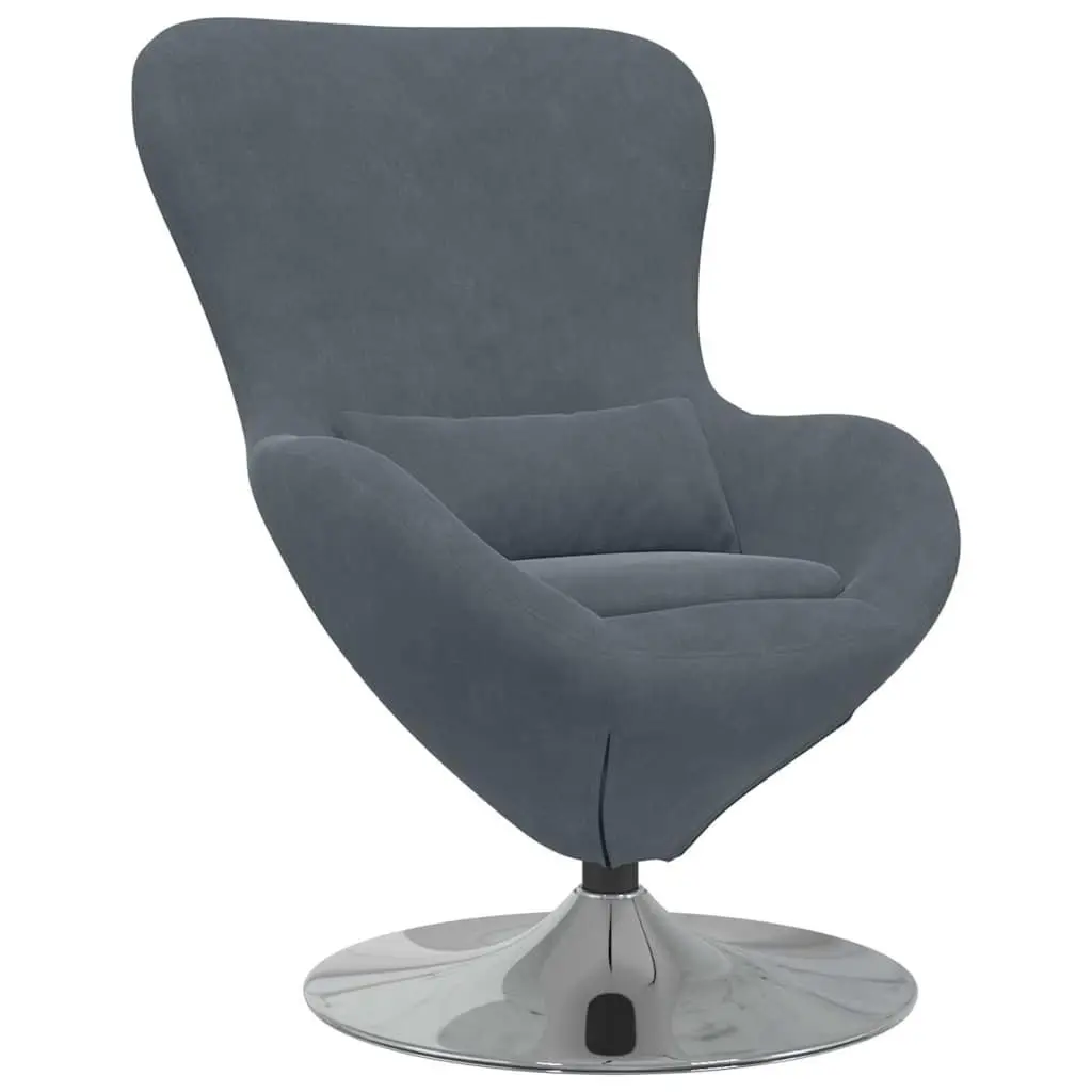 Egg Chair Velvet Swivel Lounge Armchair Grey Modern