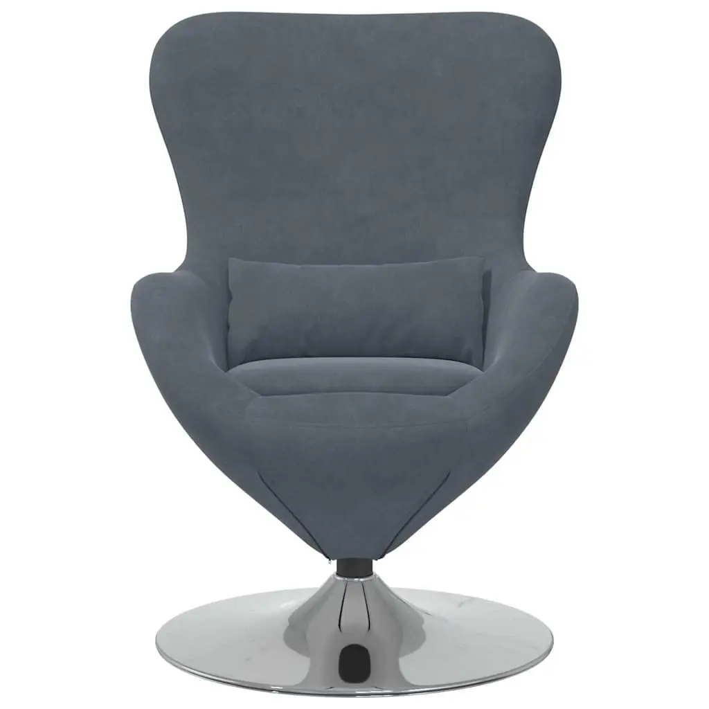 Egg Chair Velvet Swivel Lounge Armchair Grey Modern