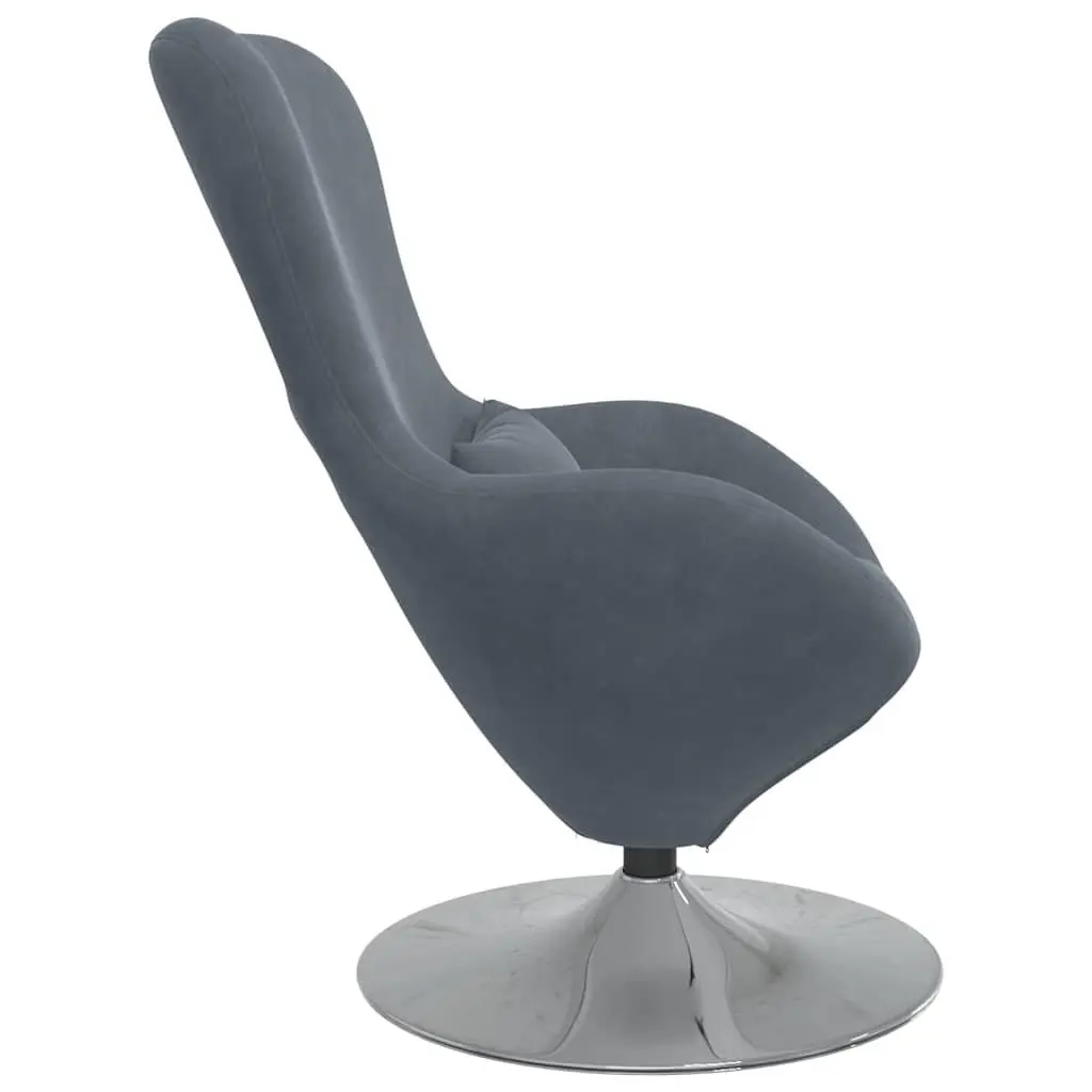 Egg Chair Velvet Swivel Lounge Armchair Grey Modern