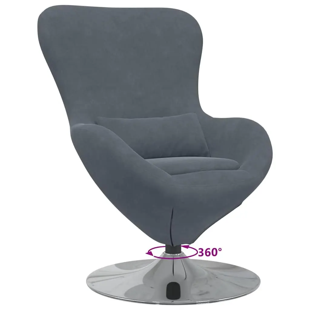 Egg Chair Velvet Swivel Lounge Armchair Grey Modern