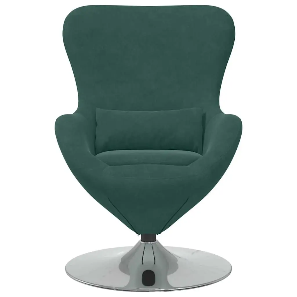 Egg Chair Velvet Swivel Lounge Armchair Modern Dark Green