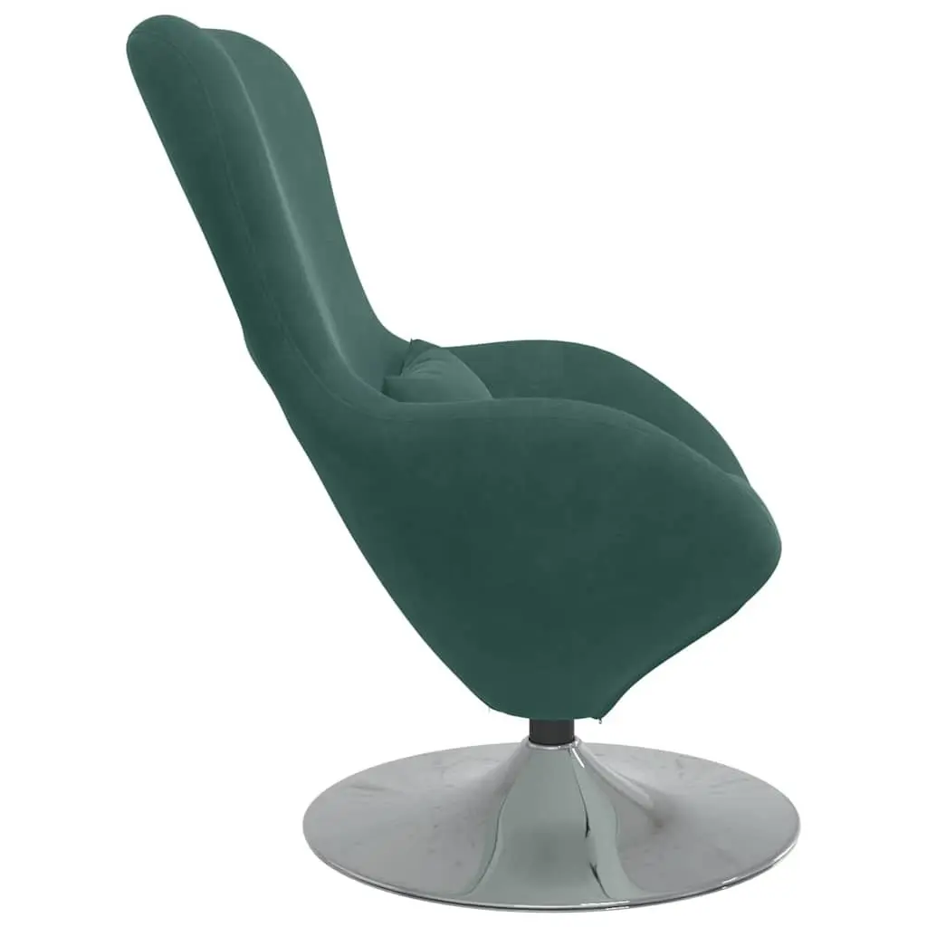 Egg Chair Velvet Swivel Lounge Armchair Modern Dark Green