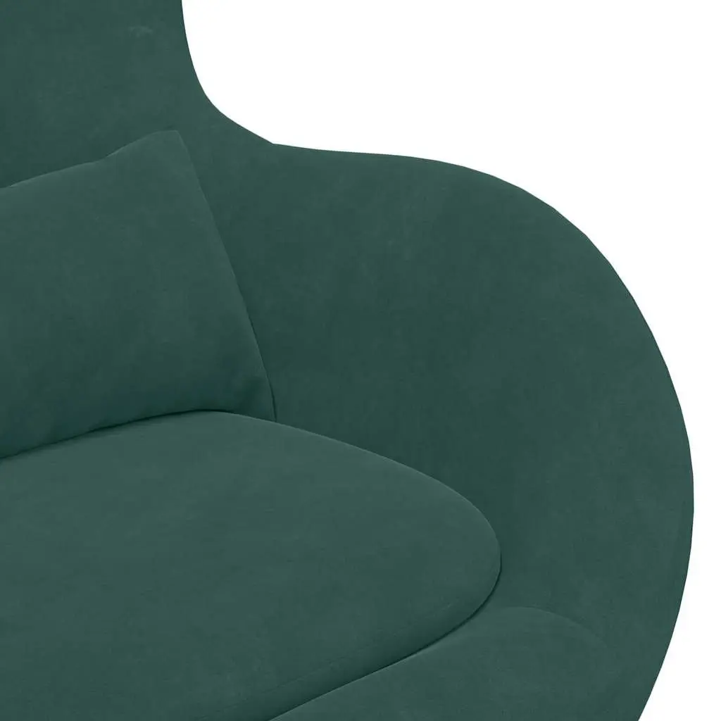 Egg Chair Velvet Swivel Lounge Armchair Modern Dark Green