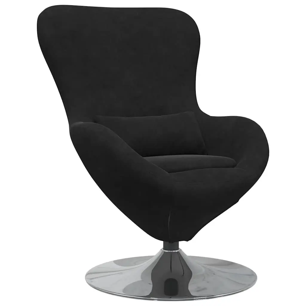 Black Velvet Lounge Armchair Modern 360 Degree Swivel Base Egg Chair