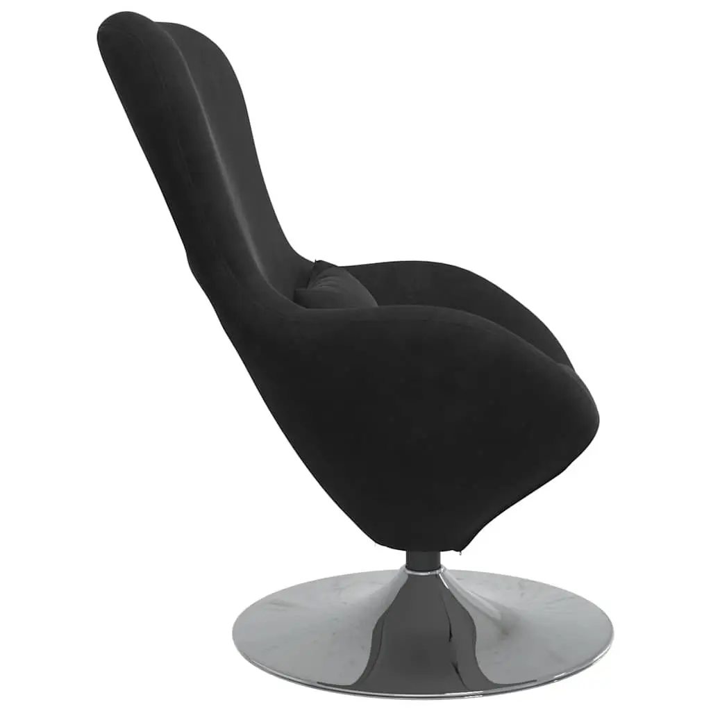 Black Velvet Lounge Armchair Modern 360 Degree Swivel Base Egg Chair