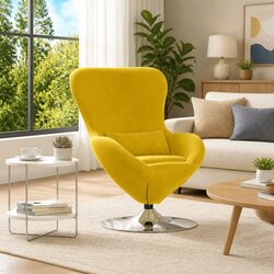 Practical Yellow Velvet Swivel Armchair for Daily Use
