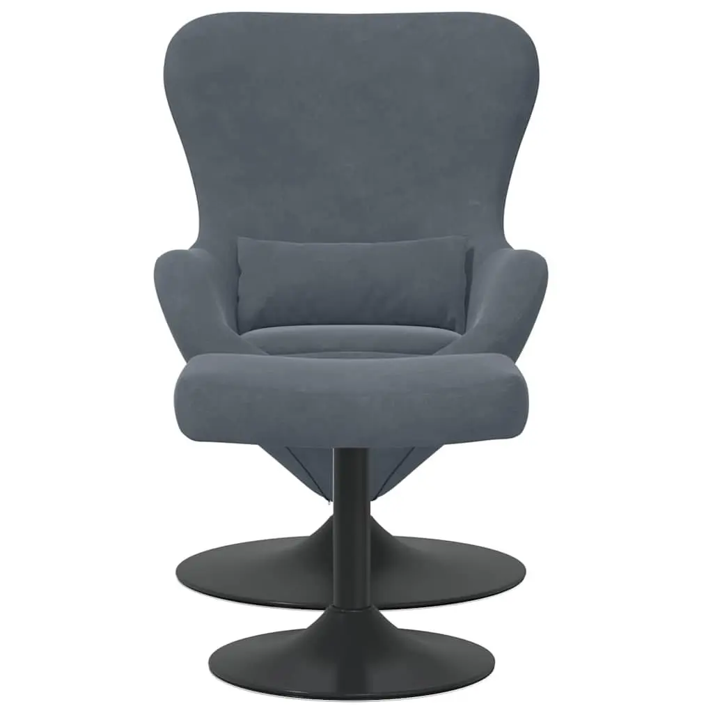 Egg Chair with Footstool Swivel Lounge Armchair Grey Velvet Modern Living Room