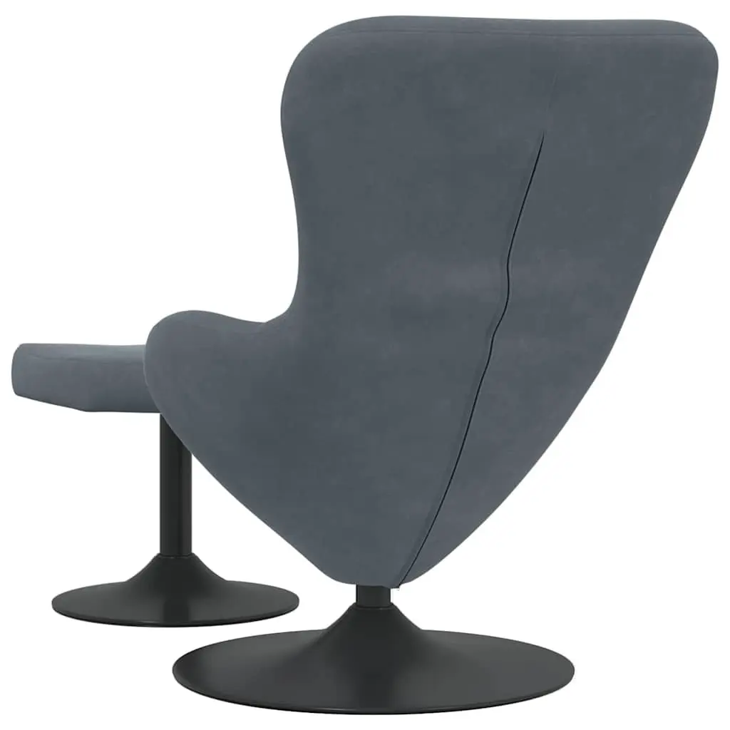 Egg Chair with Footstool Swivel Lounge Armchair Grey Velvet Modern Living Room