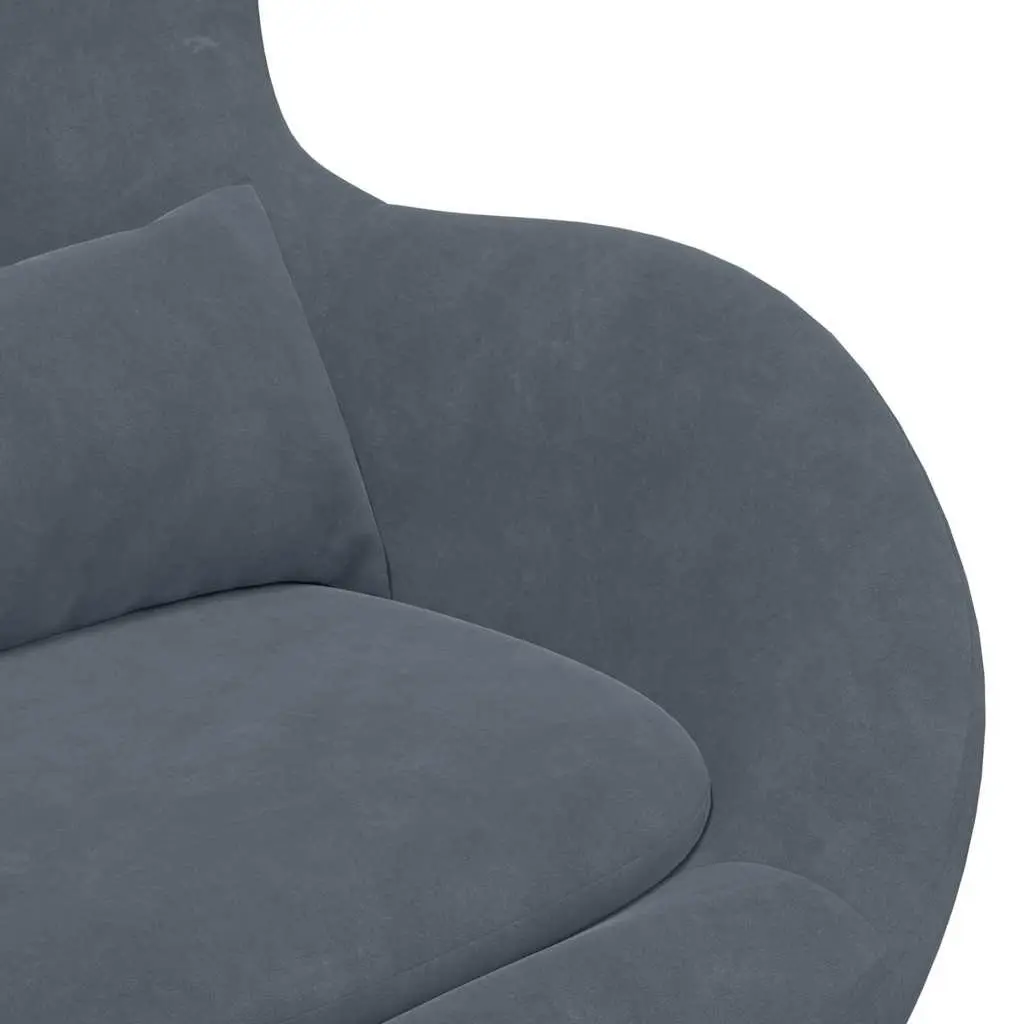 Egg Chair with Footstool Swivel Lounge Armchair Grey Velvet Modern Living Room