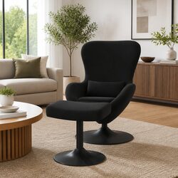 Ideal for Cozy Spaces: Black Velvet Lounge Chair and Footstool