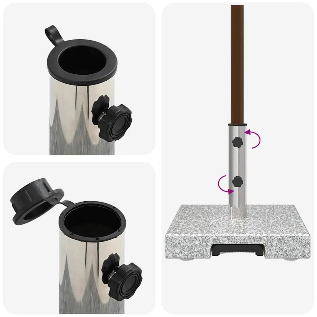 Granite Parasol Stand Outdoor Umbrella Base Grey 41x41x37cm with Integrated Wheels for Garden Patio