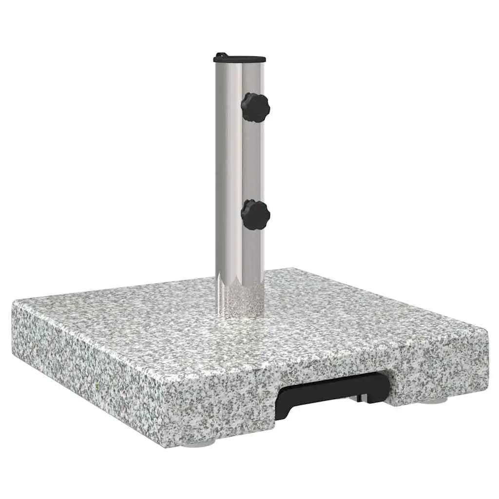 Granite Parasol Stand Outdoor Umbrella Base Grey 41x41x37cm with Integrated Wheels for Garden Patio
