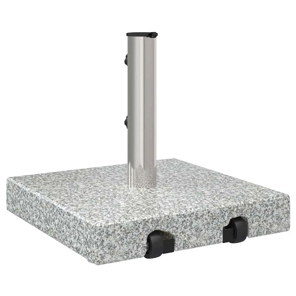 Granite Parasol Stand Outdoor Umbrella Base Grey 41x41x37cm with Integrated Wheels for Garden Patio