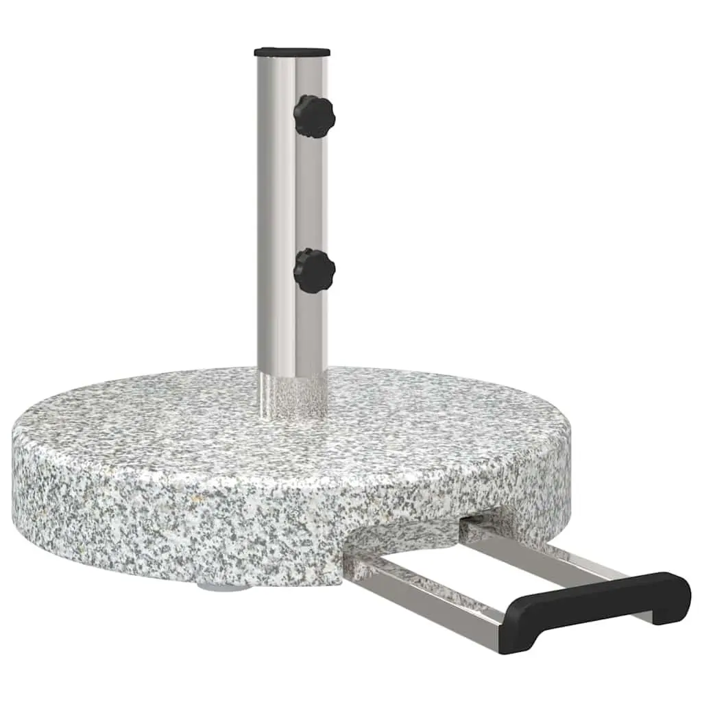 Parasol Base Granite Stainless Steel Grey 45 cm Diameter 37.5 cm Height Outdoor Garden Umbrella Stand with Wheels