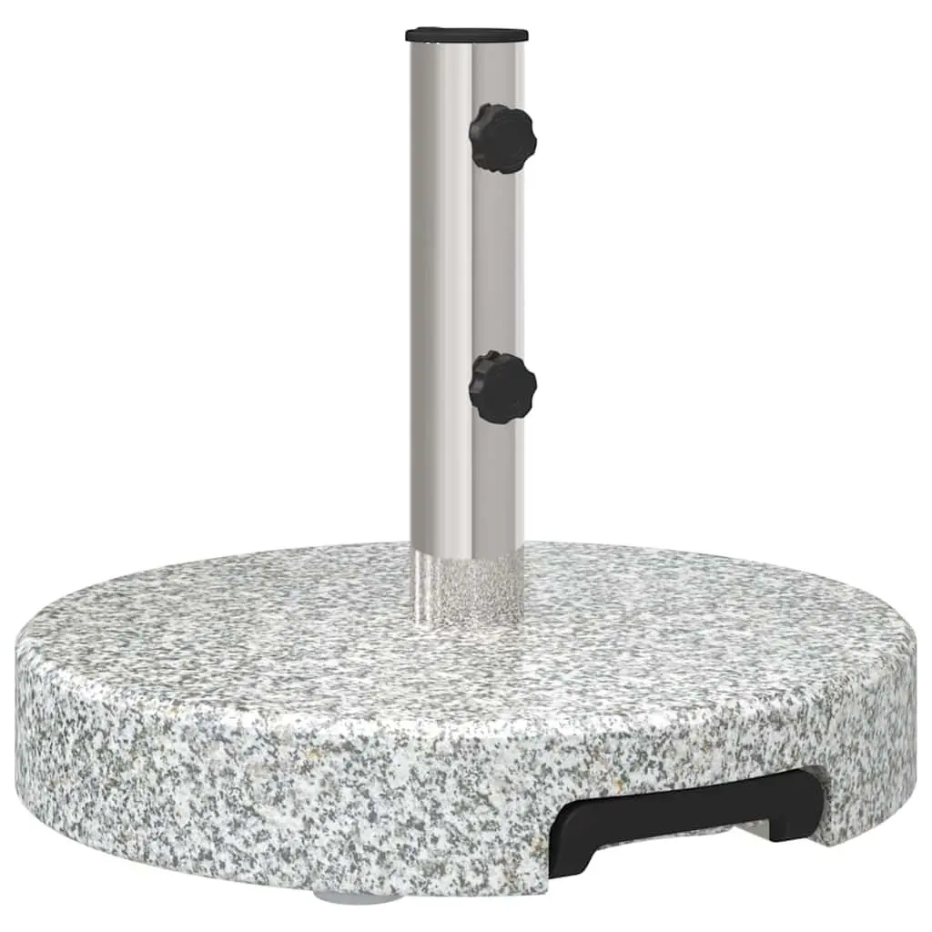 Parasol Base Granite Stainless Steel Grey 45 cm Diameter 37.5 cm Height Outdoor Garden Umbrella Stand with Wheels