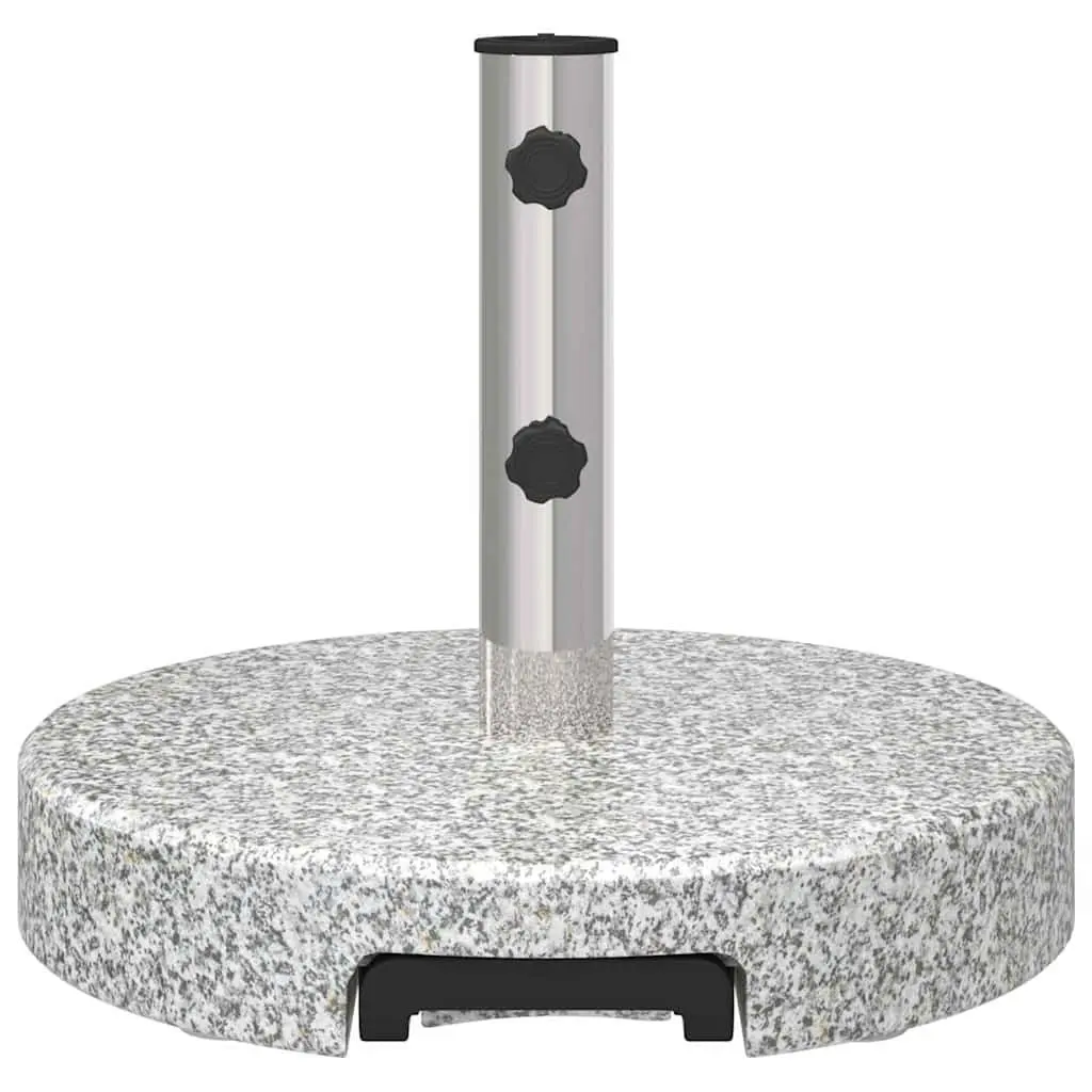 Parasol Base Granite Stainless Steel Grey 45 cm Diameter 37.5 cm Height Outdoor Garden Umbrella Stand with Wheels